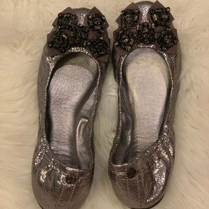 Tory Burch Gray Bling Flats